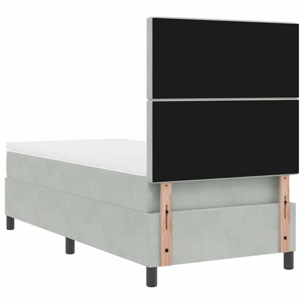 LED Boxspringbett mit Matratze Hellgrau 100x200 cm Samt