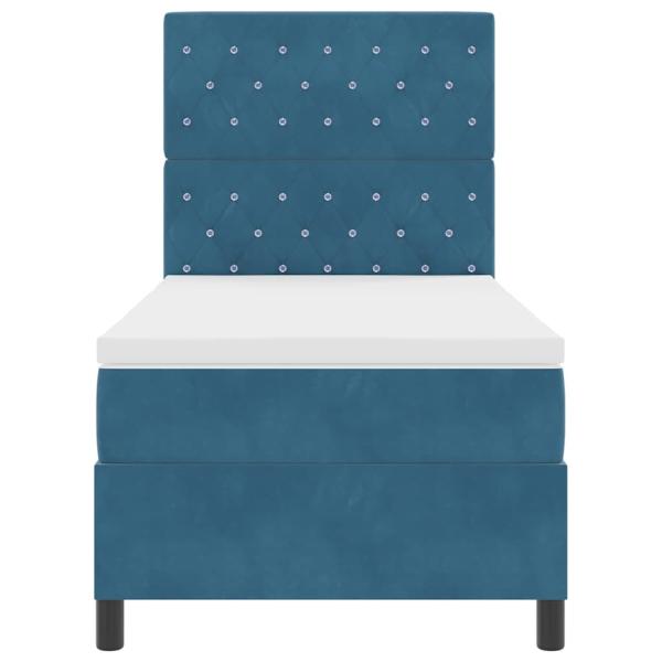 LED Boxspringbett mit Matratze Dunkelblau 100x200 cm Samt