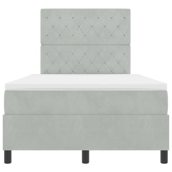 LED Boxspringbett mit Matratze Hellgrau 120x190 cm Samt