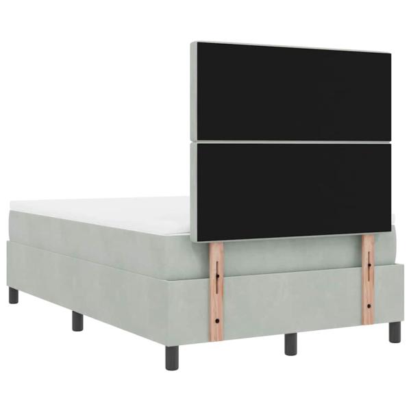 LED Boxspringbett mit Matratze Hellgrau 120x200 cm Samt