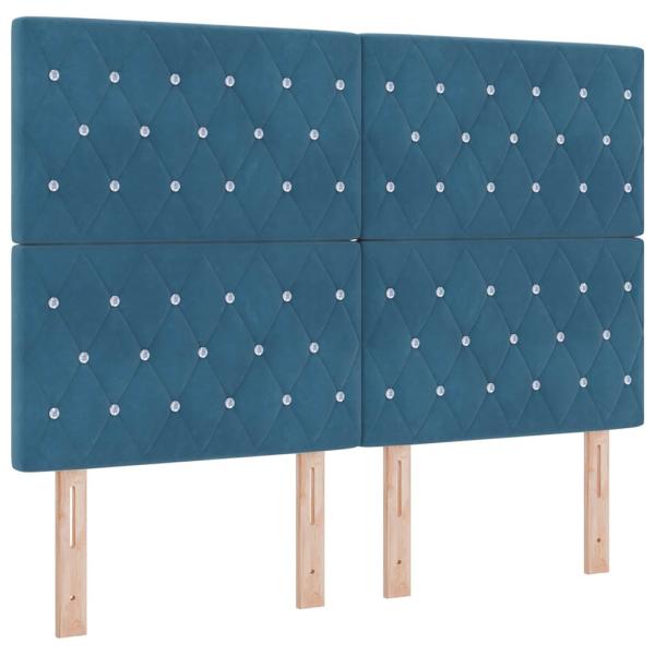 LED Boxspringbett mit Matratze Dunkelblau 140 x 190 cm Samt