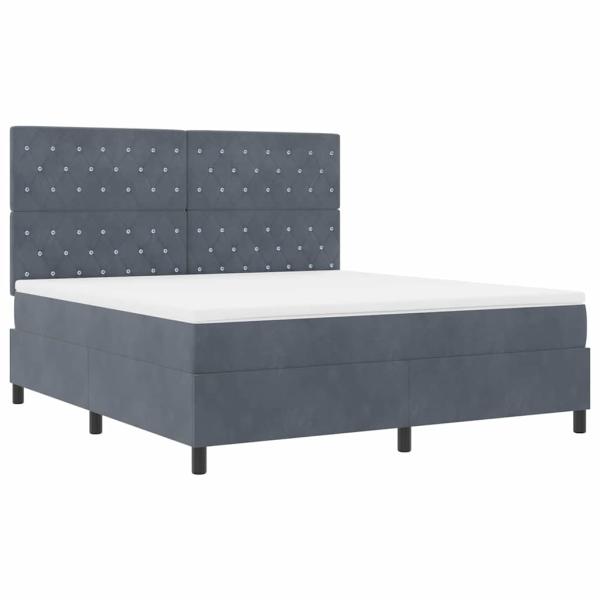 LED Boxspringbett mit Matratze Dunkelgrau 180x200 cm Samt