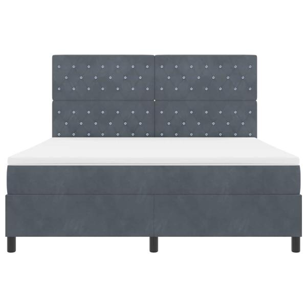 LED Boxspringbett mit Matratze Dunkelgrau 180x200 cm Samt