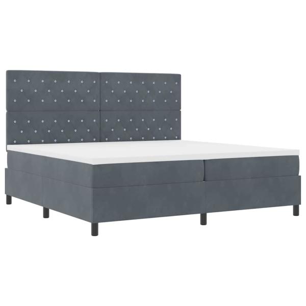 LED Boxspringbett mit Matratze Dunkelgrau 200x200 cm Samt