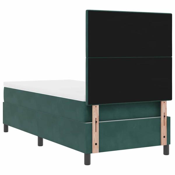 ARDEBO.de - LED Boxspringbett mit Matratze Dunkelgrün 80x200 cm Samt