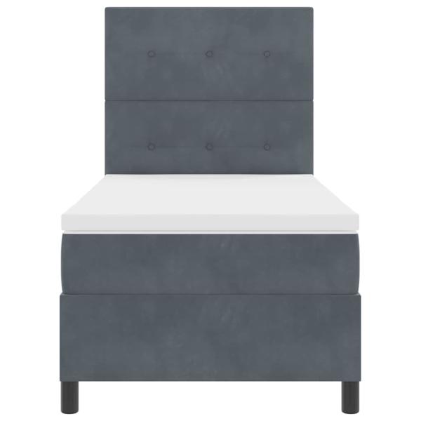 LED Boxspringbett mit Kopfteil Dunkelgrau 90 x 200 cm Samt