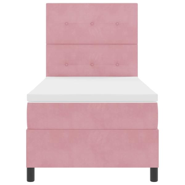 LED Boxspringbett mit Matratze Rosa 90x200 cm Samt