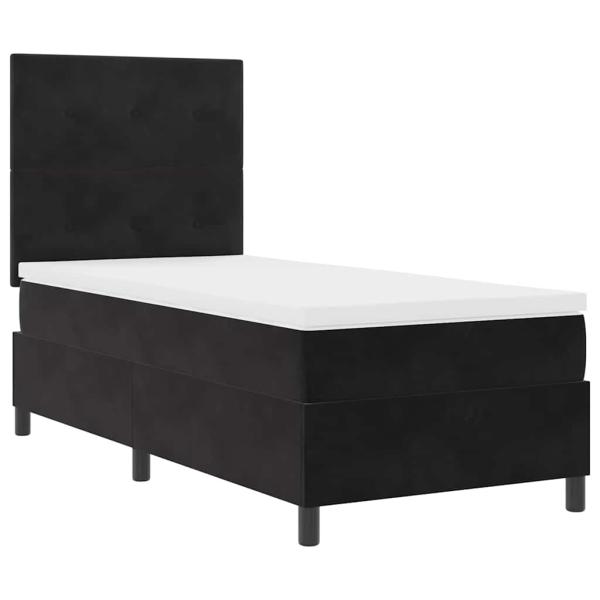 LED Boxspringbett mit Matratze Schwarz 100x200 cm Samt