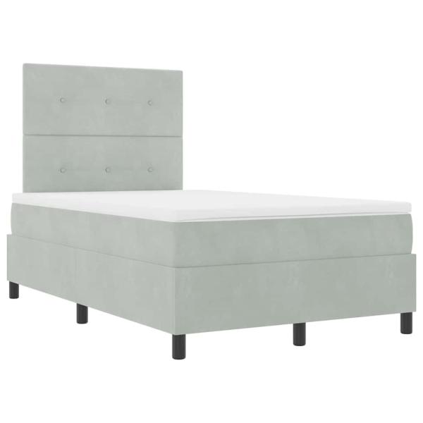 ARDEBO.de - LED Boxspringbett mit Matratze Hellgrau 120x190 cm Samt