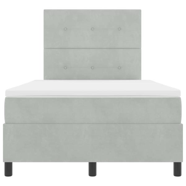 LED Boxspringbett mit Matratze Hellgrau 120x190 cm Samt