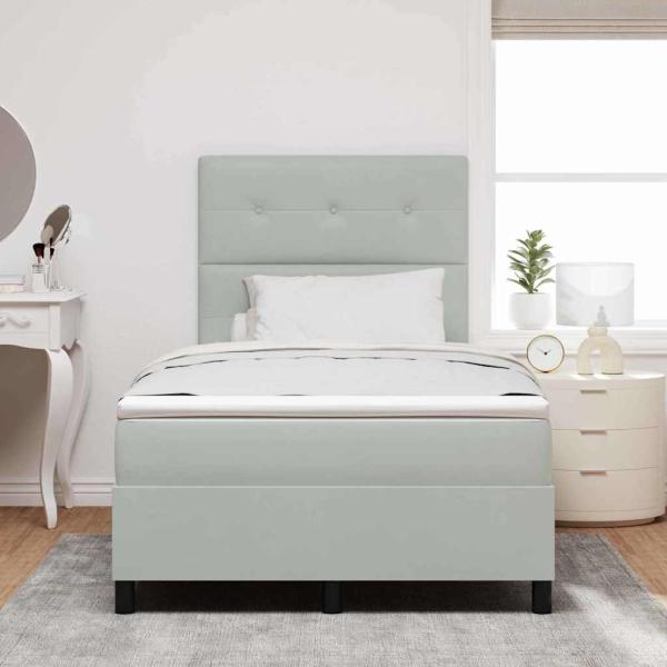 LED Boxspringbett mit Kopfteil Hellgrau 120 x 190 cm Samt
