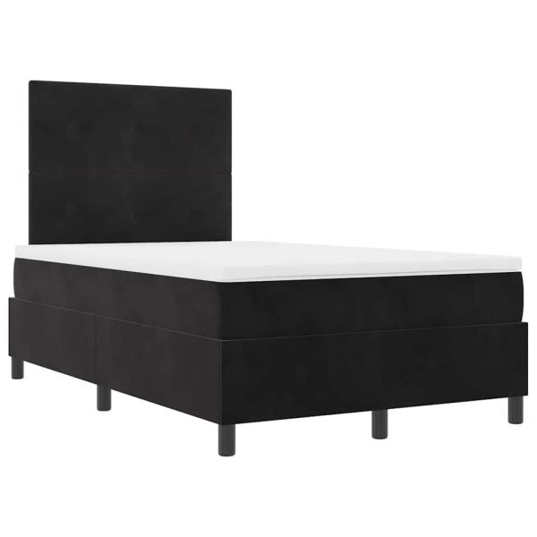 LED Boxspringbett mit Matratze Schwarz 120x190 cm Samt
