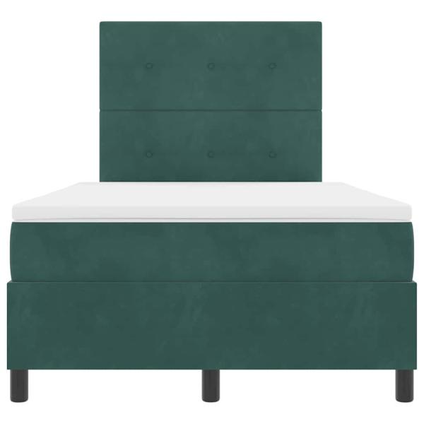 ARDEBO.de - LED Boxspringbett mit Matratze Dunkelgrün 120x190 cm Samt