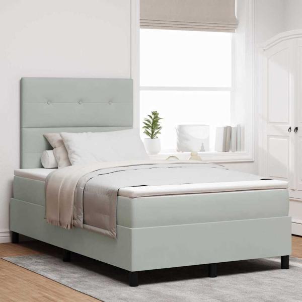 ARDEBO.de - LED Boxspringbett mit Matratze Hellgrau 120x200 cm Samt