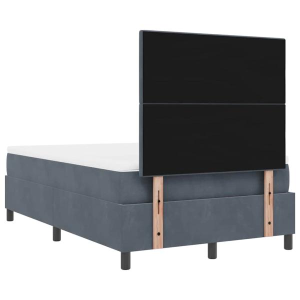 LED Boxspringbett mit Matratze Dunkelgrau 120x200 cm Samt