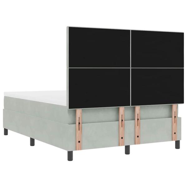 ARDEBO.de - LED Boxspringbett mit Matratze Hellgrau 140x190 cm Samt