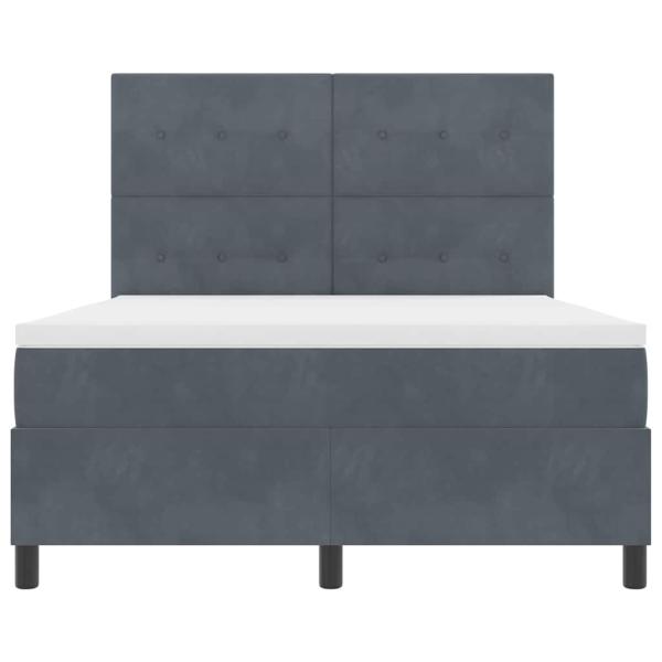 LED Boxspringbett mit Matratze Dunkelgrau 140x190 cm Samt