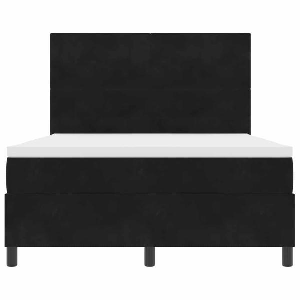 LED Boxspringbett mit Matratze Schwarz 140x200 cm Samt