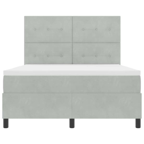 LED Boxspringbett mit Matratze Hellgrau 160x200 cm Samt