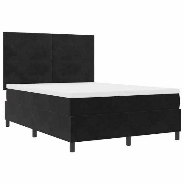 LED Boxspringbett mit Matratze Schwarz 160x200 cm Samt