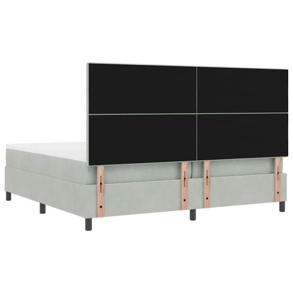 LED Boxspringbett mit Matratze Hellgrau 200x200 cm Samt