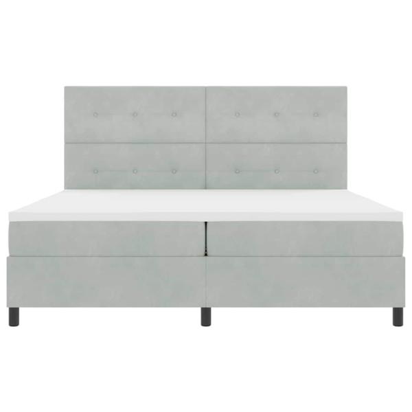 LED Boxspringbett mit Matratze Hellgrau 200x200 cm Samt