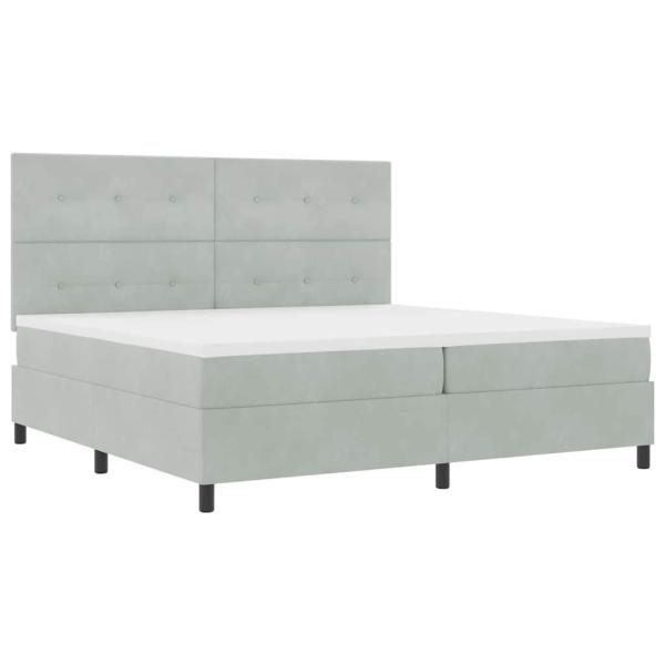 LED Boxspringbett mit Matratze Hellgrau 200x200 cm Samt