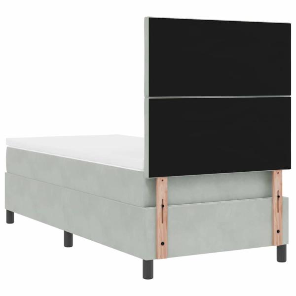 LED Boxspringbett mit Matratze Hellgrau 90x190 cm Samt