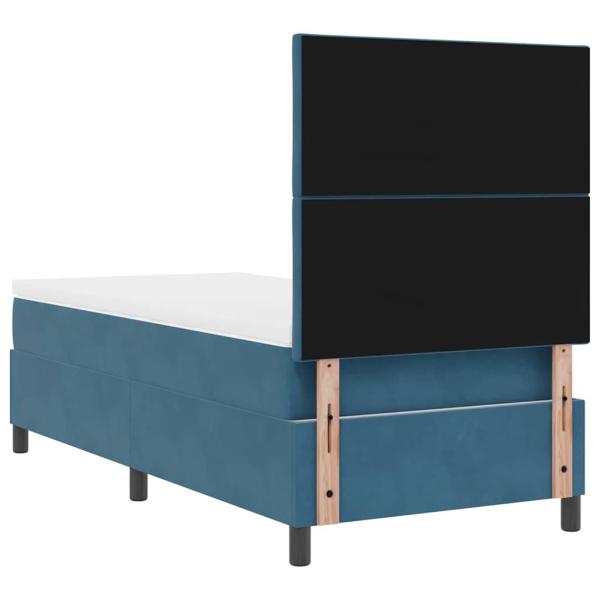 LED Boxspringbett mit Matratze Dunkelblau 90x190 cm Samt