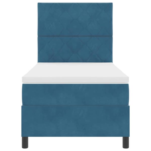 LED Boxspringbett mit Matratze Dunkelblau 90x190 cm Samt