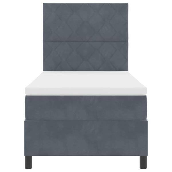 LED Boxspringbett mit Matratze Dunkelgrau 100x200 cm Samt