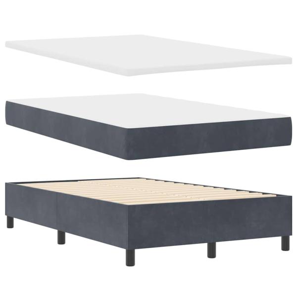 LED Boxspringbett mit Matratze Dunkelgrau 120x190 cm Samt