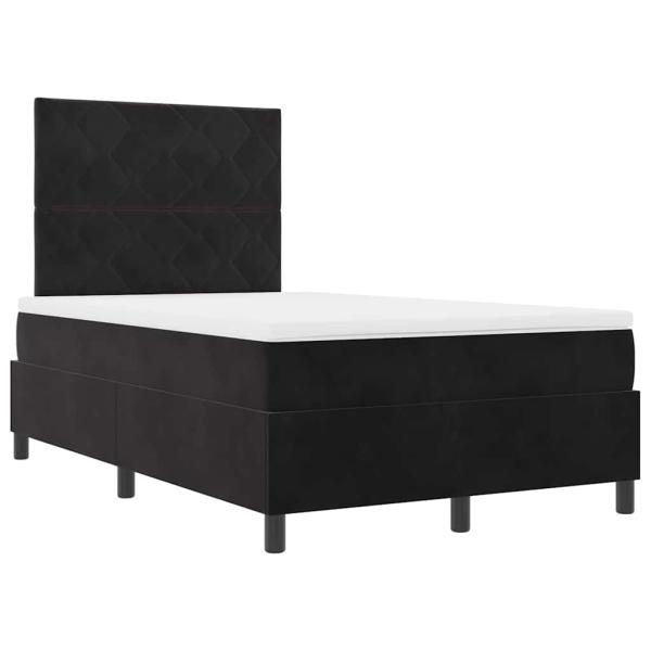 LED Boxspringbett mit Matratze Schwarz 120x190 cm Samt