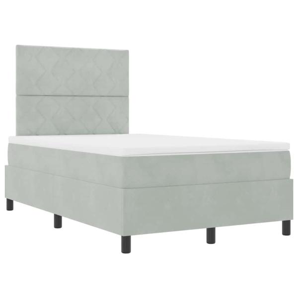 LED Boxspringbett mit Matratze Hellgrau 120x200 cm Samt