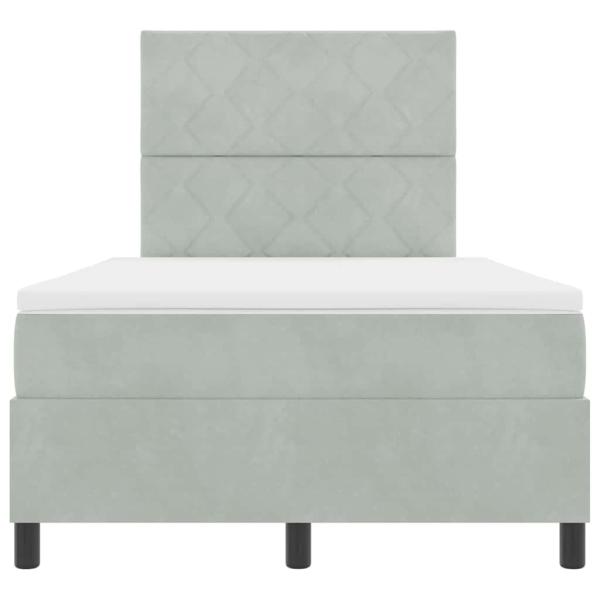 LED Boxspringbett mit Matratze Hellgrau 120x200 cm Samt