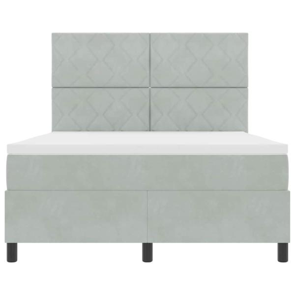 LED Boxspringbett mit Matratze Hellgrau 140x200 cm Samt