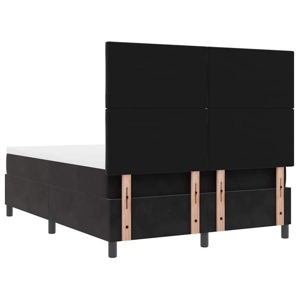 LED Boxspringbett mit Matratze Schwarz 140x200 cm Samt