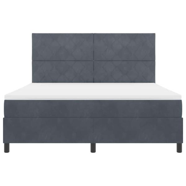 LED Boxspringbett mit Matratze Dunkelgrau 180x200 cm Samt