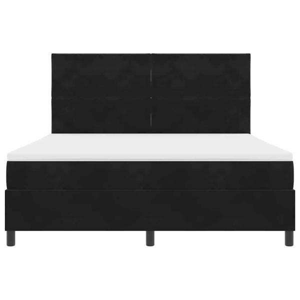 LED Boxspringbett mit Matratze Schwarz 180x200 cm Samt