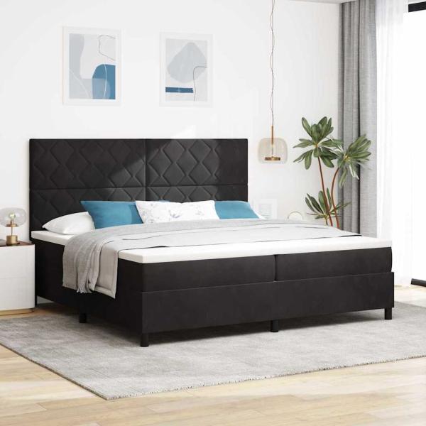 ARDEBO.de - LED Boxspringbett mit Matratze Schwarz 200x200 cm Samt