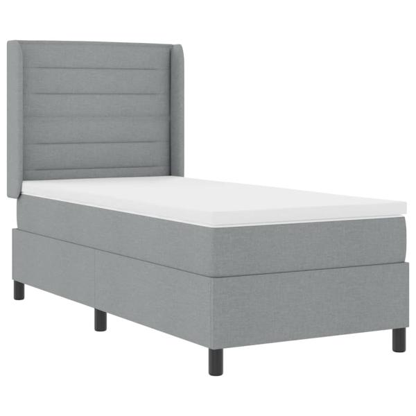 LED Boxspringbett mit Matratze Hellgrau 80 x 200 cm Stoff