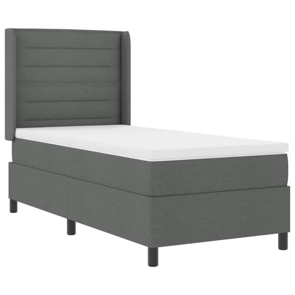 Boxspringbett mit Matratze & LED in Dunkelgrau, 90x190 cm, Stoff