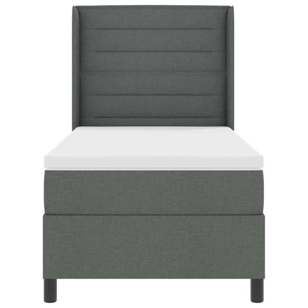 Boxspringbett mit Matratze & LED in Dunkelgrau, 90x190 cm, Stoff