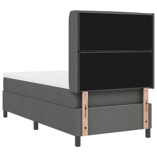 Boxspringbett mit Matratze & LED in Dunkelgrau, 90x190 cm, Stoff
