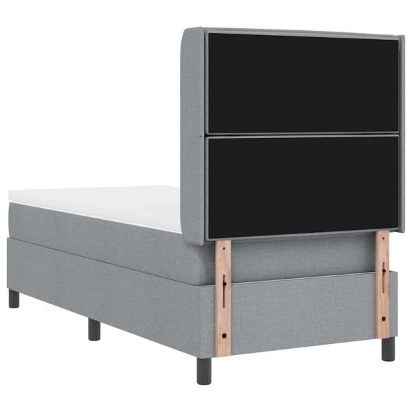 LED Boxspringbett mit Matratze Hellgrau 100x200 cm Stoff