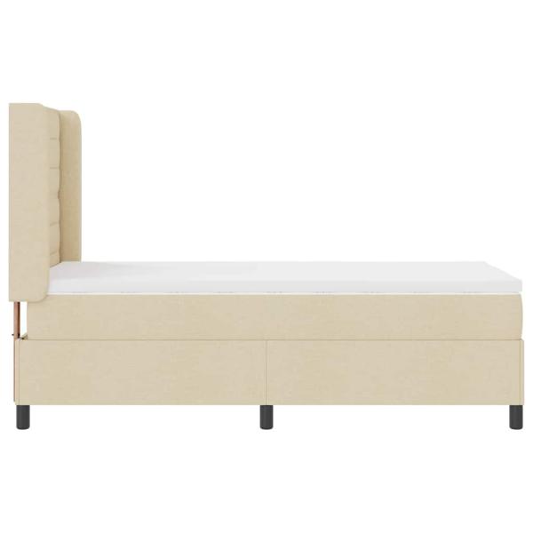 ARDEBO.de - LED Boxspringbett mit Matratze Creme 100x200 cm Stoff