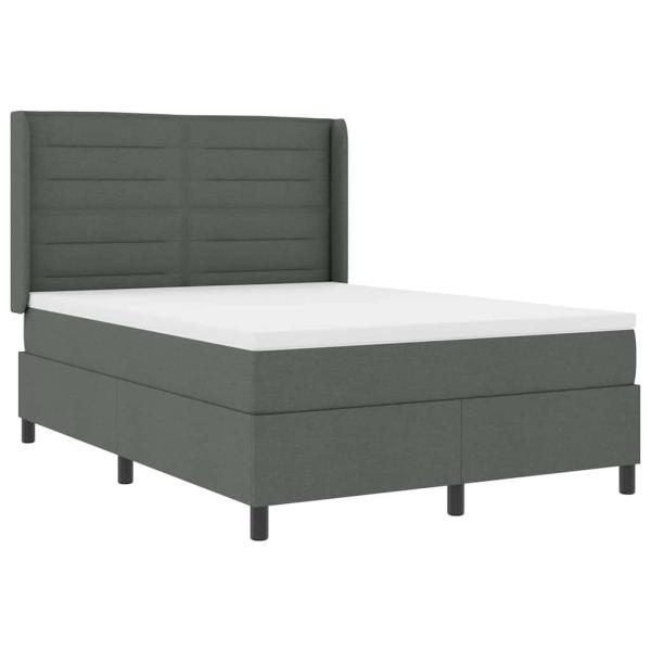 ARDEBO.de - LED Boxspringbett mit Matratze Dunkelgrau 140x190 cm Stoff