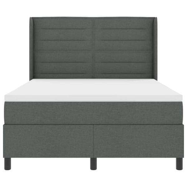 LED Boxspringbett mit Matratze Dunkelgrau 140x200 cm Stoff