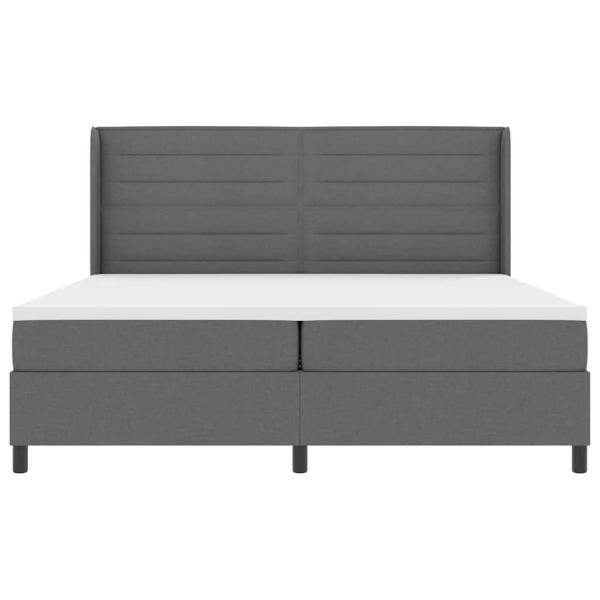 LED Boxspringbett mit Matratze Dunkelgrau 200 x 200 cm Stoff