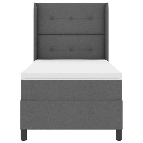 LED Boxspringbett mit Matratze Dunkelgrau 80x200 cm Stoff